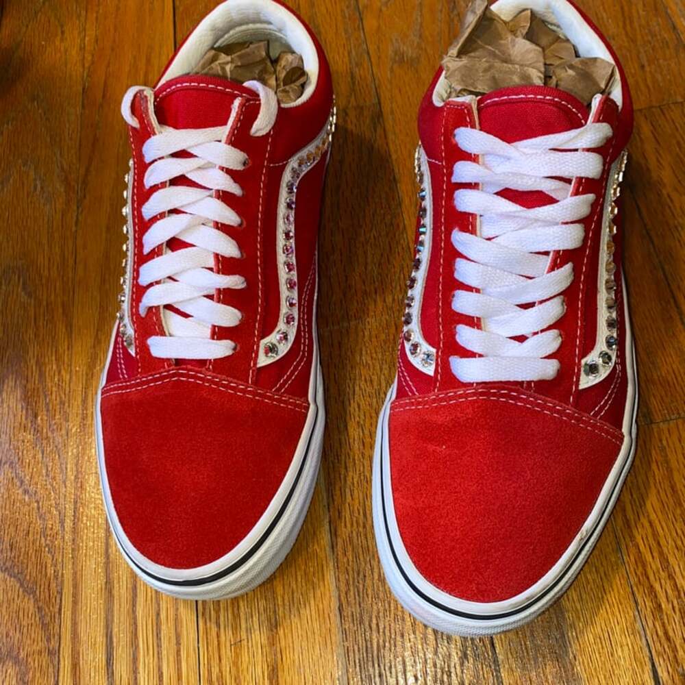 Vans Red Old Skool x Red Bandana Pattern Custom Handmade Shoes W8.5
